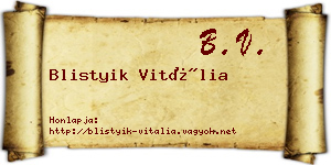 Blistyik Vitália névjegykártya